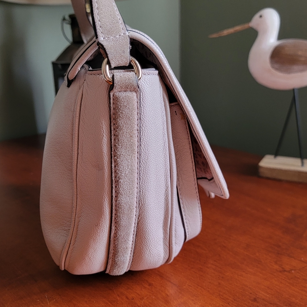 Kate Spade Hunts Place Marsi Taupe Leather Suede Saddle Crossbody Bag - Picture 7 of 16
